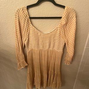 Gingham swing dress with balloon sleeves